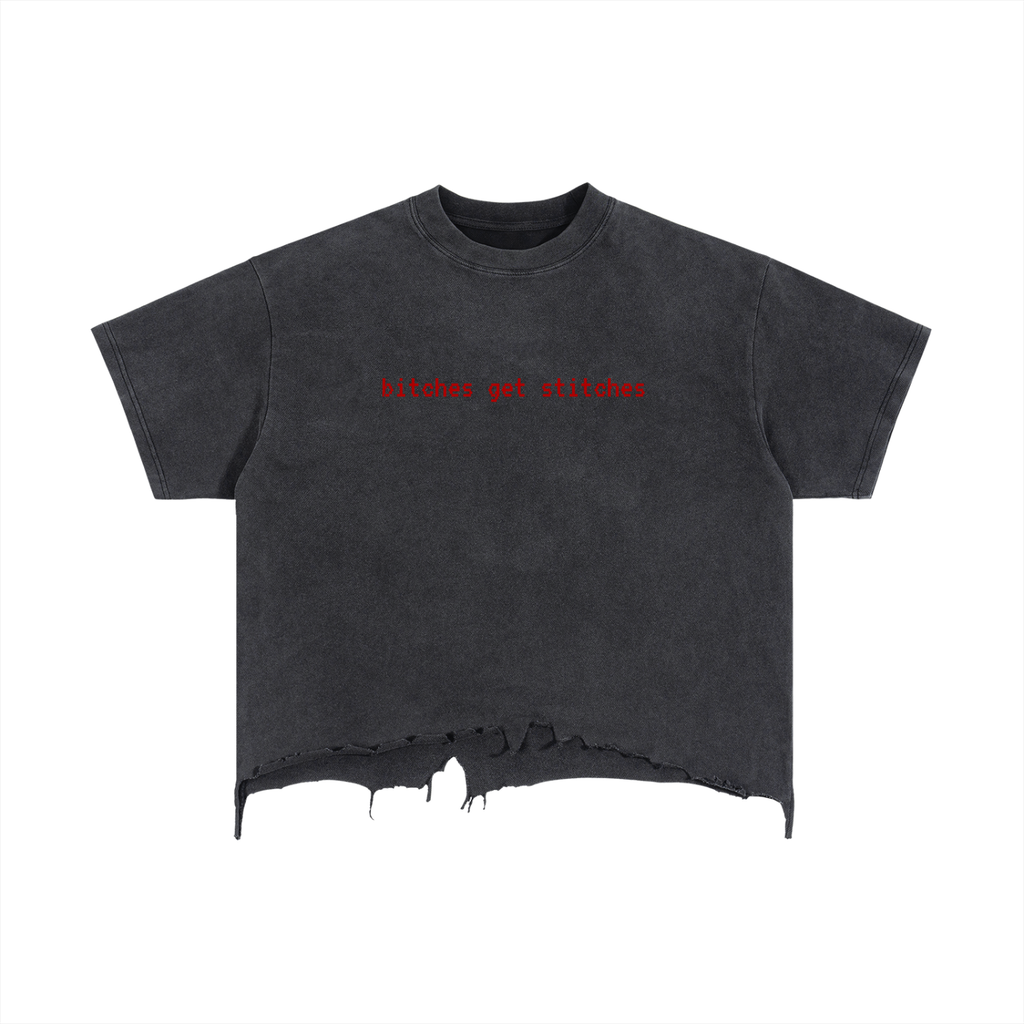 Vintage Wash Boxy Distressed Hem T-Shirt
